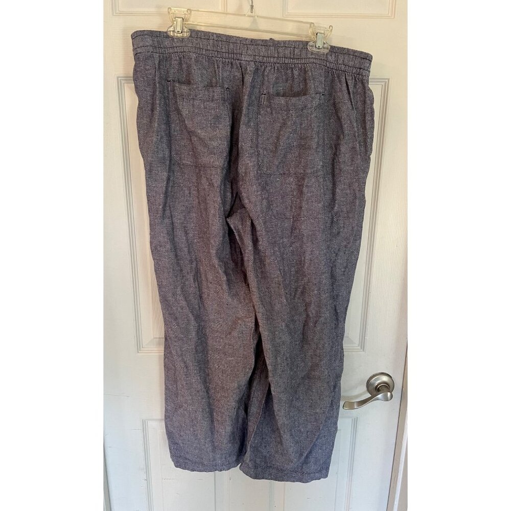 Old Navy Wide Leg Pants Blue Gray Casual Pull On Linen Pants Elastic Large - Picture 3 of 9